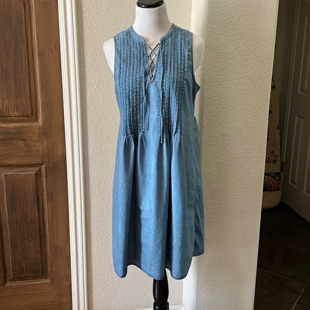 Old Navy Womens Cotton Dress Casual Festival Beach Criss Cross Blue Size Medium